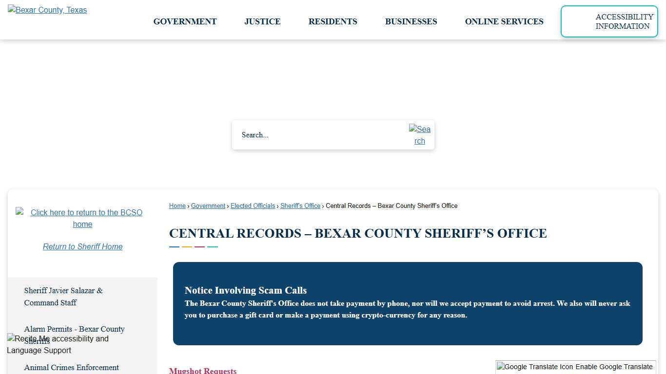 Central Records – Bexar County Sheriff’s Office | Bexar County, TX - Official Website